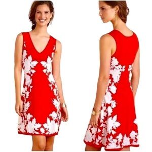 YOANA BARASCHI, NWT, RED & WHITE STRETCHY, SLEEVELESS DRESS. V-NECK. SIZE S